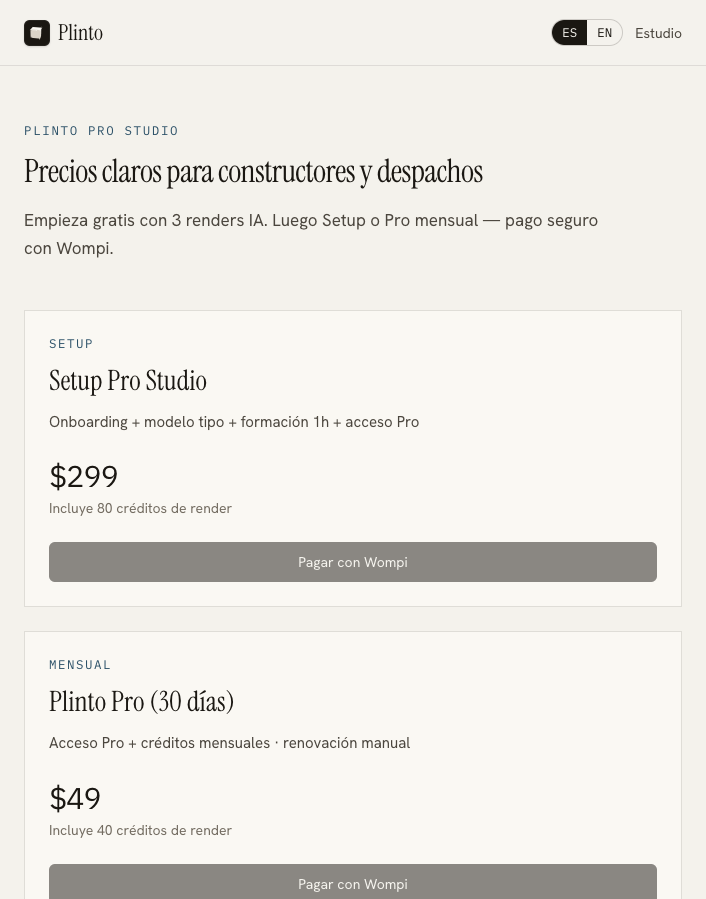 Página de precios